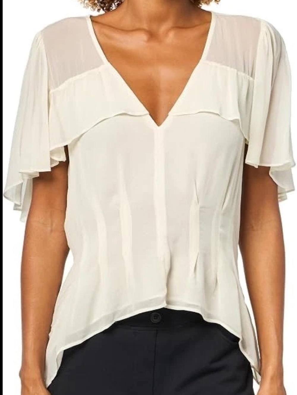 Paige Ivory Ruffle Georgette Willa Blouse Medium NEW NWT